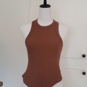 100% COTTON RIBBED KNIT HIGH NECK BODYSUIT NWOTS WOMEN'S L